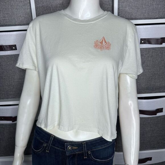 Volcom ENTERNET TEE - CLOUD Crop T-Shirt Size Medium - Picture 1 of 12